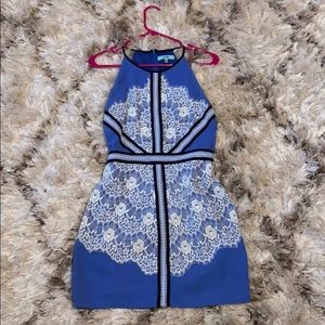 Karlie Blue and White Lace Dress Size Medium